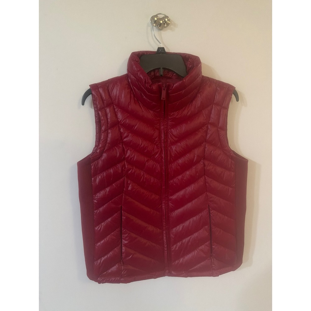 Calvin‎ Klein Womens Quilted Puffer Vest Royal Berry Red Full Zip Medium NEW